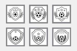 Shield with Soccer Ball, Laurel Wreath, and Ribbon in Dark Blue Theme vector