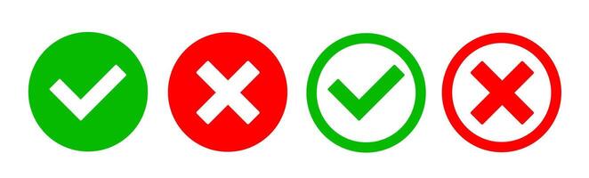Yes or no symbol. four different check marks on a white background vector