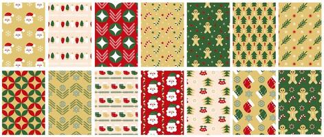 a set of christmas patterns in different colors vector
