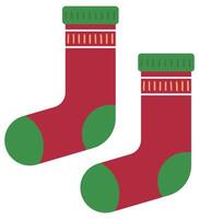 Flat of red Christmas sock on white background. vector