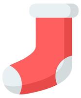 Flat icon design of christmas sock isolated on white background. vector