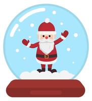 Flat icon of Christmas snow globe with Santa Claus isolated on white background. vector