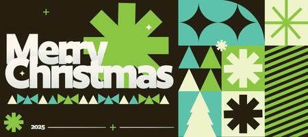Merry Christmas and Happy New Year 2025 Modern Geometric Abstract New Trendy Design Style vector