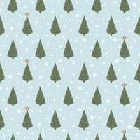 Seamless pattern with Christmas tree, snowflake, golden star. Christmas, new year design on a light background vector