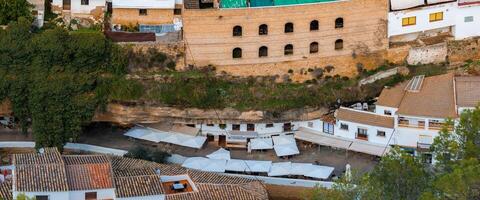 Aerial View of Setenil de las Bodegas with Rock Integrated Architecture photo