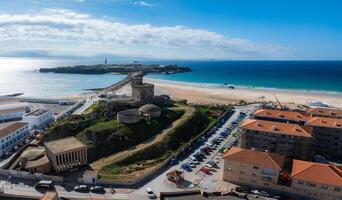 Aerial View of Tarifa Coastline and Castillo de Santa Catalina photo