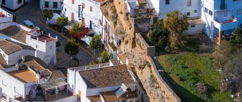 Aerial View of Setenil de las Bodegas with Rock Overhangs in Spain photo