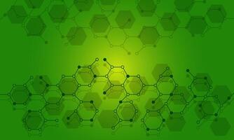Hexagonal green background with process flow chart vector