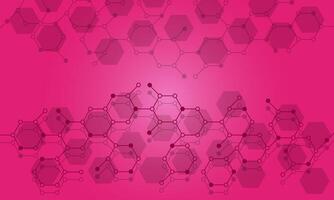 Hexagonal pink background with process flow chart vector
