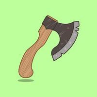 axe with wooden handle vector