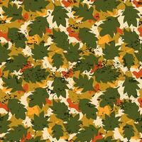 Seamless pattern multicolored camouflage leaves grunge vector