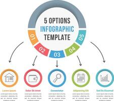 5 Options infographic template with line icons for prsentations, reports, brochures etc, can be used as steps, workflow, process vector