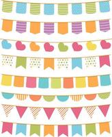Different colorful bunting for decoration of invitations, greeting cards etc, bunting flags vector