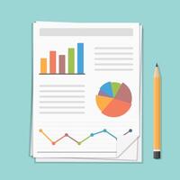 Papers with business report and pencil vector