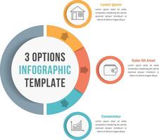 3 Options infographic template with line icons for prsentations, reports, brochures etc, can be used as steps, workflow, process vector