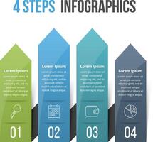 Infographic template with four arrows, can be used as steps or options, workflow or process diagram vector