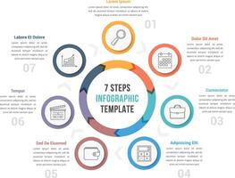 Circle diagram infographic template with arrows with seven steps, workflow, process vector
