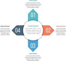 Circle infographics template with four elements, can be used as steps, options, process diagram vector