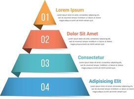 Pyramid infographic template with four elements vector