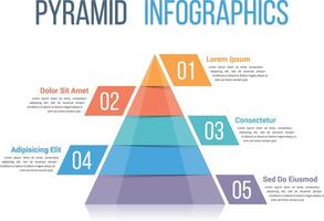 Pyramid infographic template with five elements vector