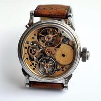 swiss mechanical wrist watch isolated photo