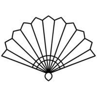 Line Art of a Folding Hand Fan with Decorative Patterns vector