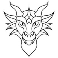 Detailed Outline of a Dragon Head with Intricate Details vector