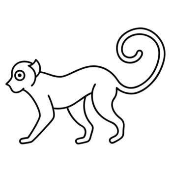 Minimalist Line Art of a Zodiac Monkey in a Dynamic Pose vector