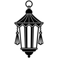 Classic Lantern with Decorative Tassels in Line Art vector