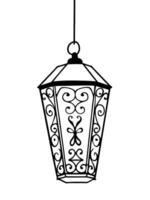 Line Art of a Lantern with Intricate Swirling Patterns vector
