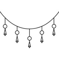 Line Art of a Decorative Garland with Beads and Tassels vector