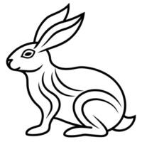 Stylized Line Drawing of a Zodiac Rabbit with Soft Curves vector