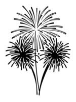 Burst of Firework Sparkles in Line Art on White vector