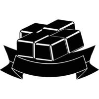 Golden Bars Tied with a Ribbon in Line Art on White vector