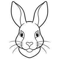 Line Art of a Close-up of a Zodiac Rabbit's Face on White Background vector