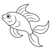 Line Art of a Fish with Flowing Fins and Scales on White Background vector