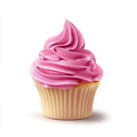 Delicious cupcake with cream on white background photo