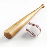 image of a baseball bat and a baseball, isolated on a pure white background photo