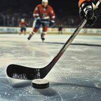hockey player skating the puck photo