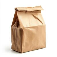 Brown Lunch Bag isolated on white photo