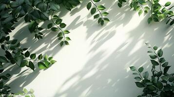 Abstract Shadows of Natural Tree Leaves Cast on a White Background photo