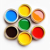 color paint cans isolated photo