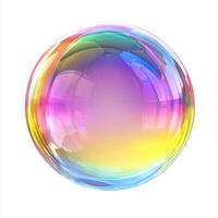 Colorful transparent soap bubble isolated on white background photo