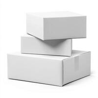 blank packaging white cardboard boxes isolated photo