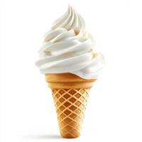 An ice cream cone with whipped cream on a white background photo