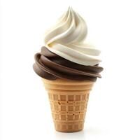 Ice cream cone with chocolate and white swirls photo