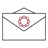 Minimalist Outline of a Red Envelope with a Decorative Design vector