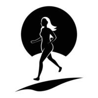 Woman Running Towards Bright Horizon vector