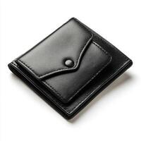 black wallet isolated on white background photo