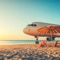 airplane on the beach photo